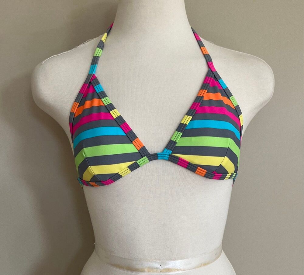 BNWOT Womens Striped Triangle Strappy Bikini Top by Xhilaration sz small